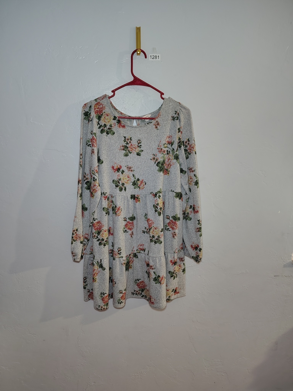 Cream Floral Tiered Crewneck Sweater - Women